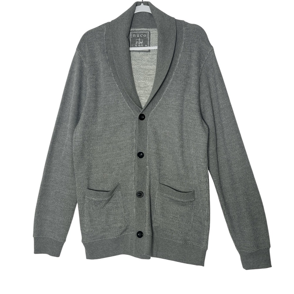 Nuco Cardigan Sweater Mens XL Gray Knit Button Up Cotton Pockets Stretch Outdoor